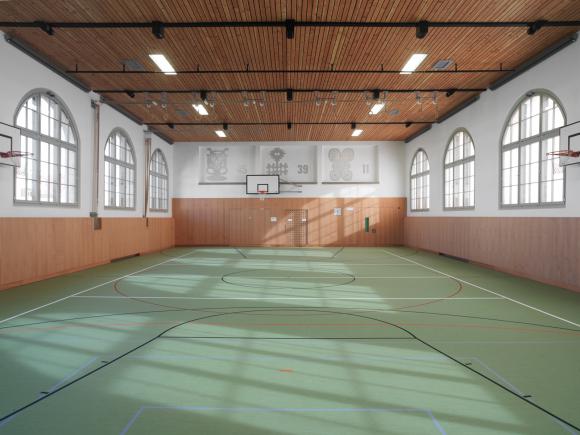 Turnhalle, Kunst am Bau: Alex Hanimann | Foto: Jürg Zürcher, St.Gallen